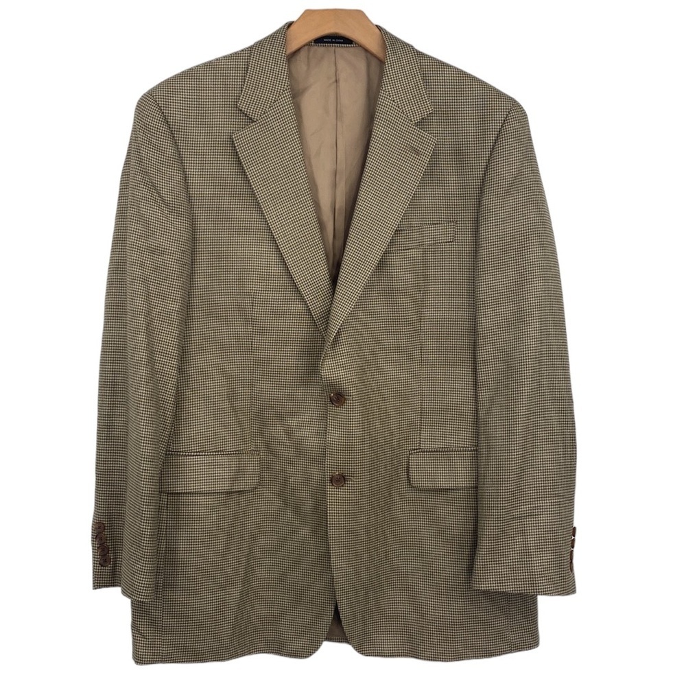 Lauren Ralph Lauren Sports Coat Blazer Jacket Men Size 44L Houndstooth Silk Wool